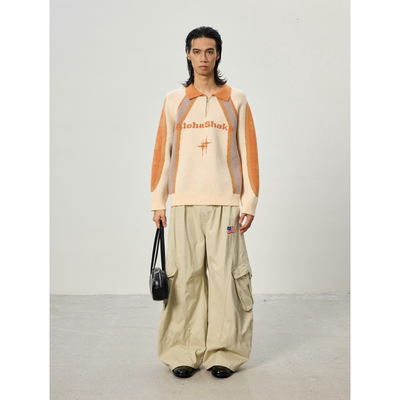 BTSG美式复古撞色拼接针织衫