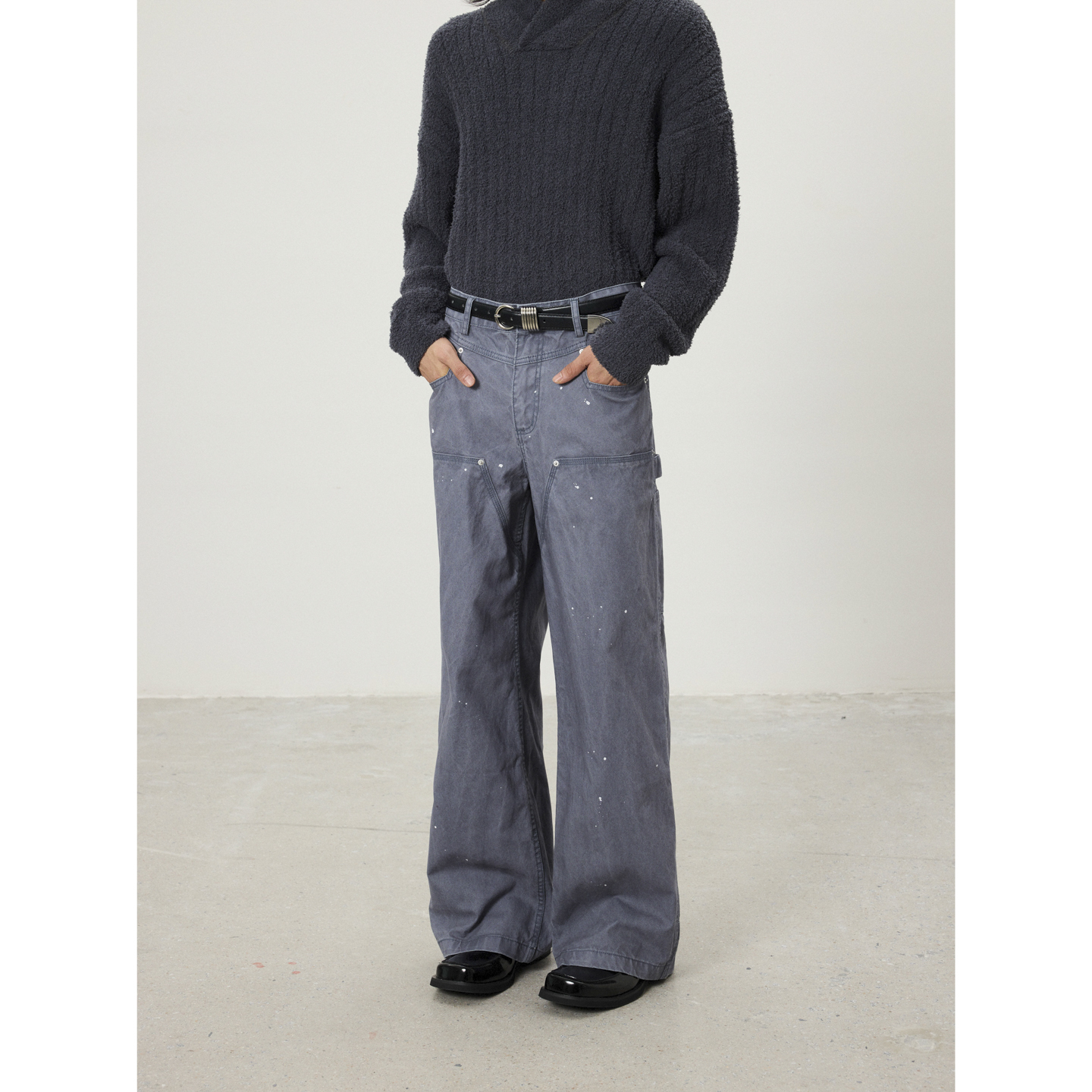 美式复古水洗弯刀牛仔裤