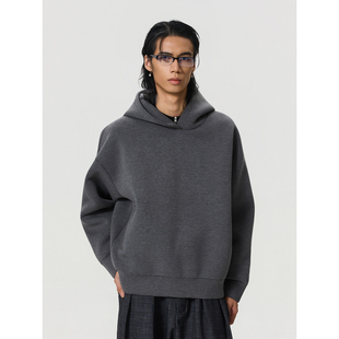 boxy宽松连帽卫衣男 上衣美式 BTSG 高级感重磅空气层纯色套头帽衫