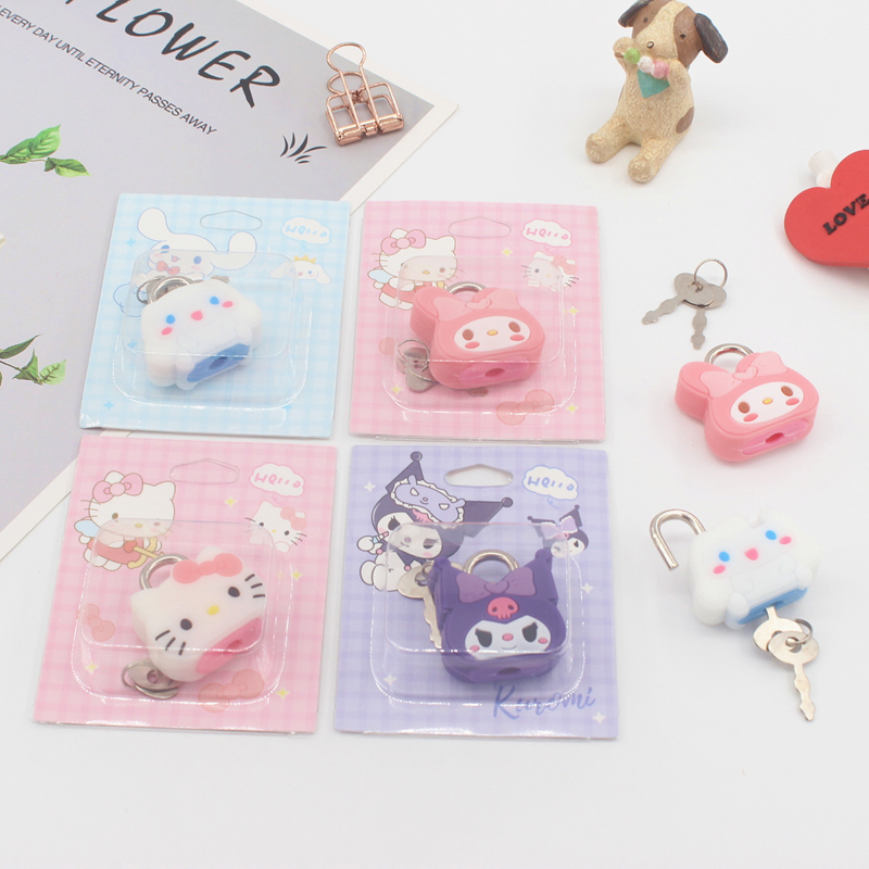 创意时尚可爱挂锁卡通硅胶金属迷你小锁日记锁抽屉锁钥匙锁挂书包