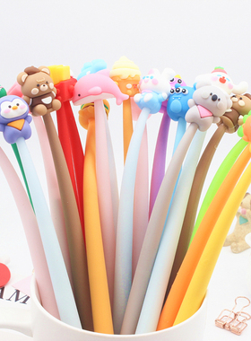 软硅胶中性笔摇摇摆熊猫竹子可爱动物软笔水笔学生黑色签字笔礼物