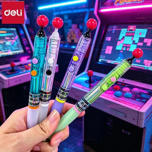 得力新色系未来玩家中性笔摇杆潮酷电玩笔ST尖速干刷题摇一摇出芯