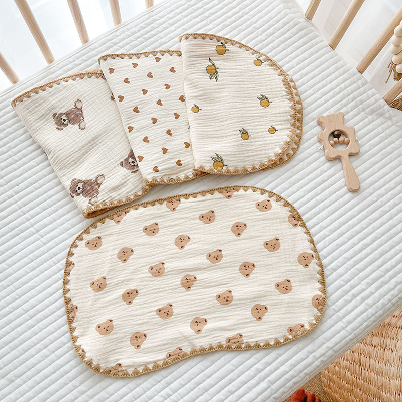 婴儿枕巾新生儿平行枕头纯棉纱布0-3柔软透气吸汗枕垫云片枕秋季