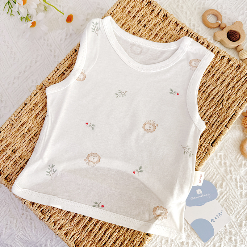 婴儿肩扣小无袖无骨马甲新生儿挖背宝宝半背衣背心0-3-6个月夏薄