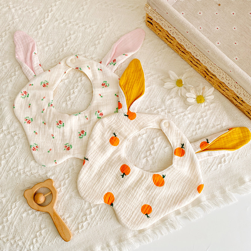 纯棉纱布婴儿围嘴围兜新生儿公主兔耳朵小围嘴口水巾春夏薄款透气,婴童用品,小围嘴,淘宝优惠券,粉丝福利购,淘宝优惠卷
