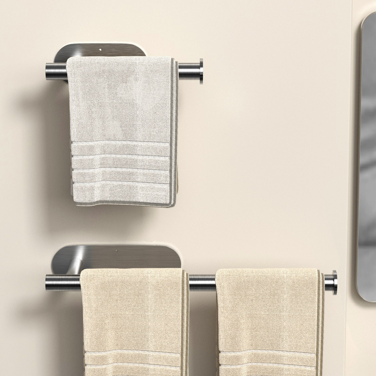 毛巾架卫生间免打孔浴巾架挂架洗澡间浴室架子壁挂墙上挂杆置物架