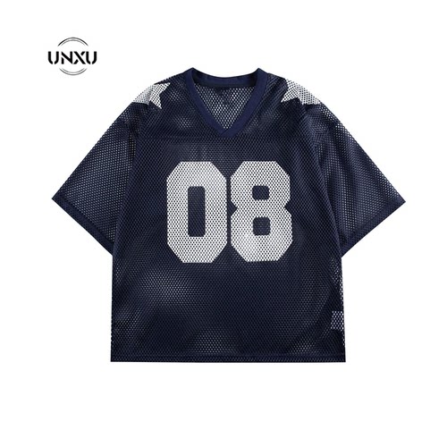 UNXU潮牌美式网眼情侣运动T恤