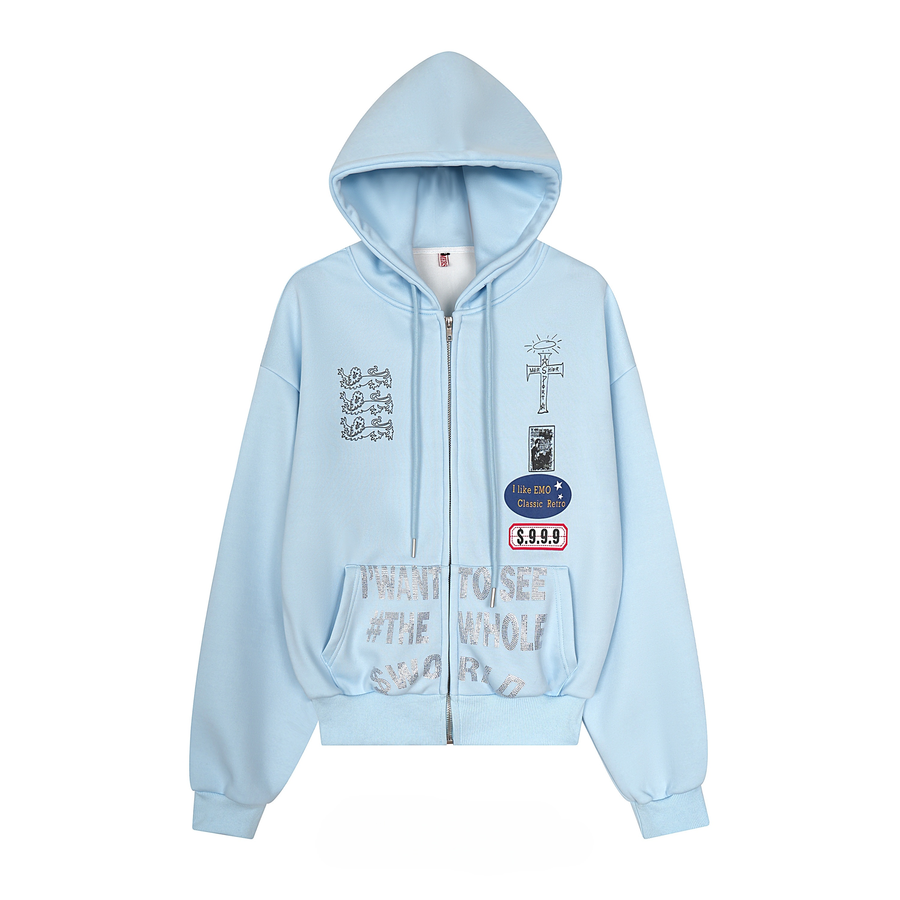 UNXU潮牌美式情侣印花字母连帽加绒卫衣男女秋冬季百搭休闲外套潮