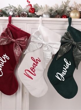 Christmas Stocking定制名字圣诞袜孩子圣诞礼物袋个性化圣诞礼物