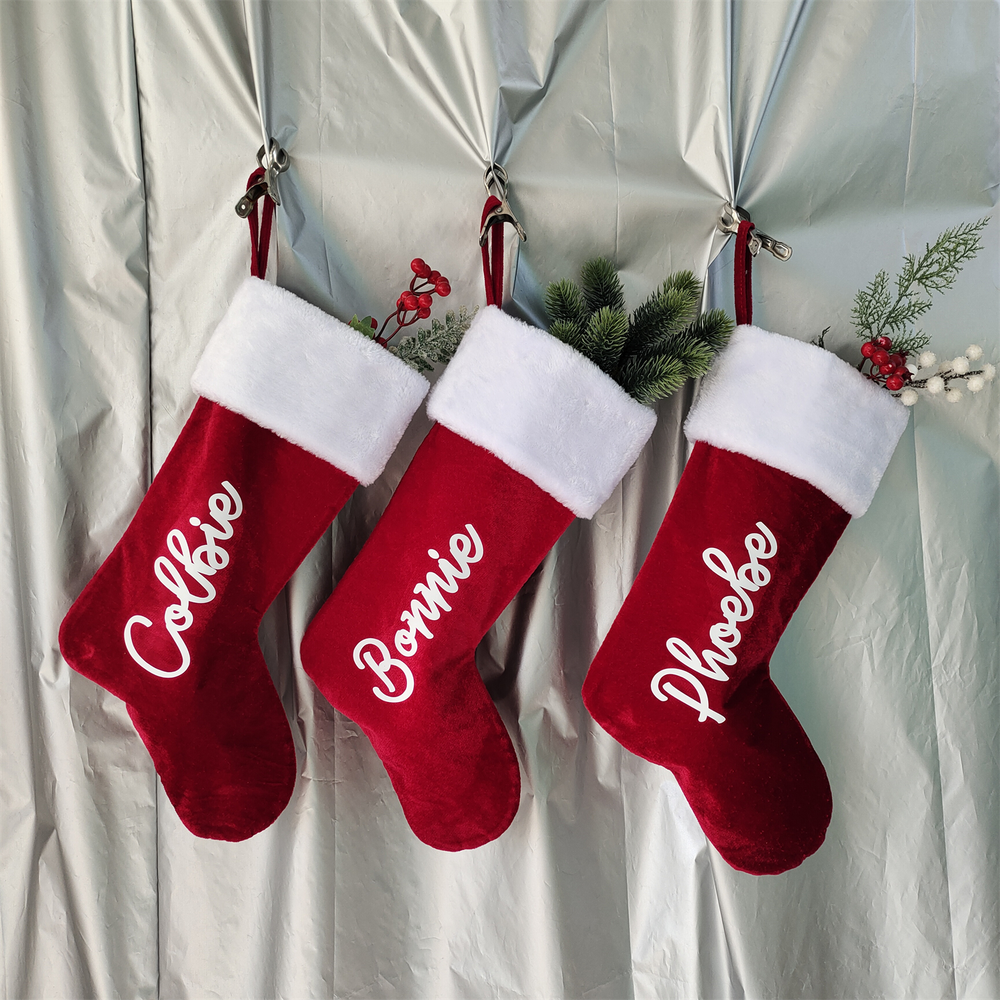 Santa socksd定制名字圣诞袜圣诞老人大红袜圣诞礼物家庭圣诞装饰