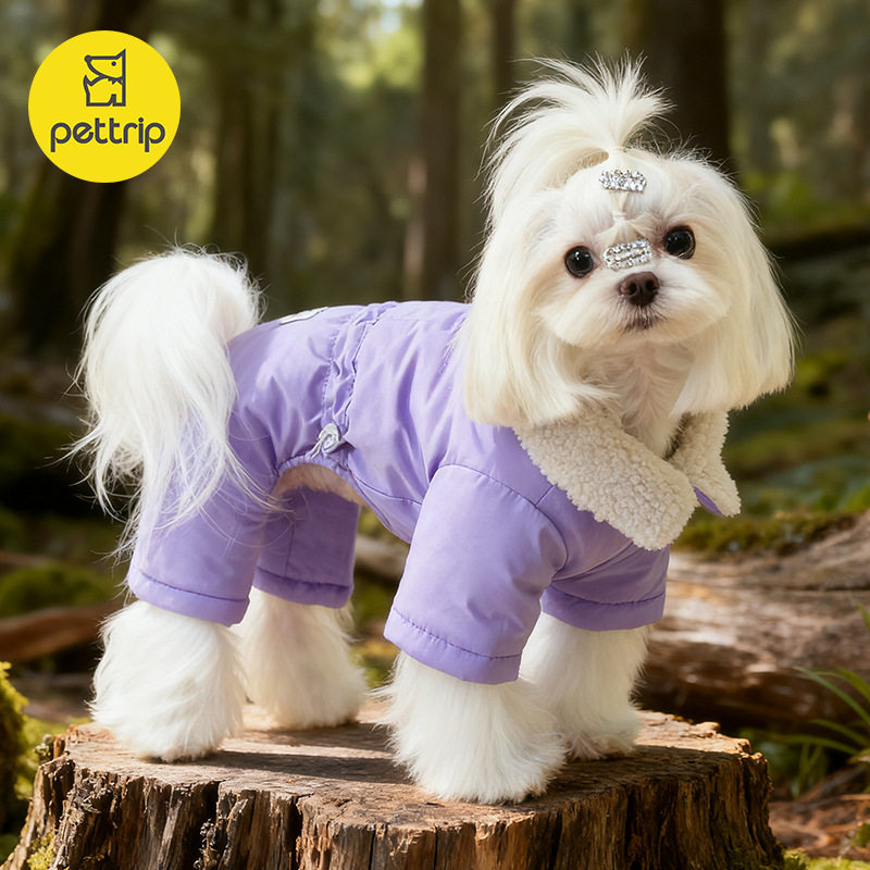 小狗四脚棉衣贝途秋冬毛领加绒宠物棉衣小型犬衣服狗衣服宠物衣服