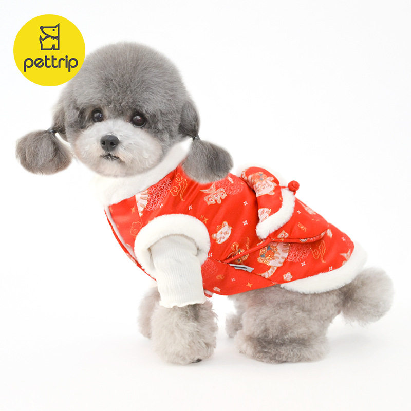 宠物过年衣服贝途秋冬小狗过年服宠物唐装拜年服泰迪衣服小狗唐装