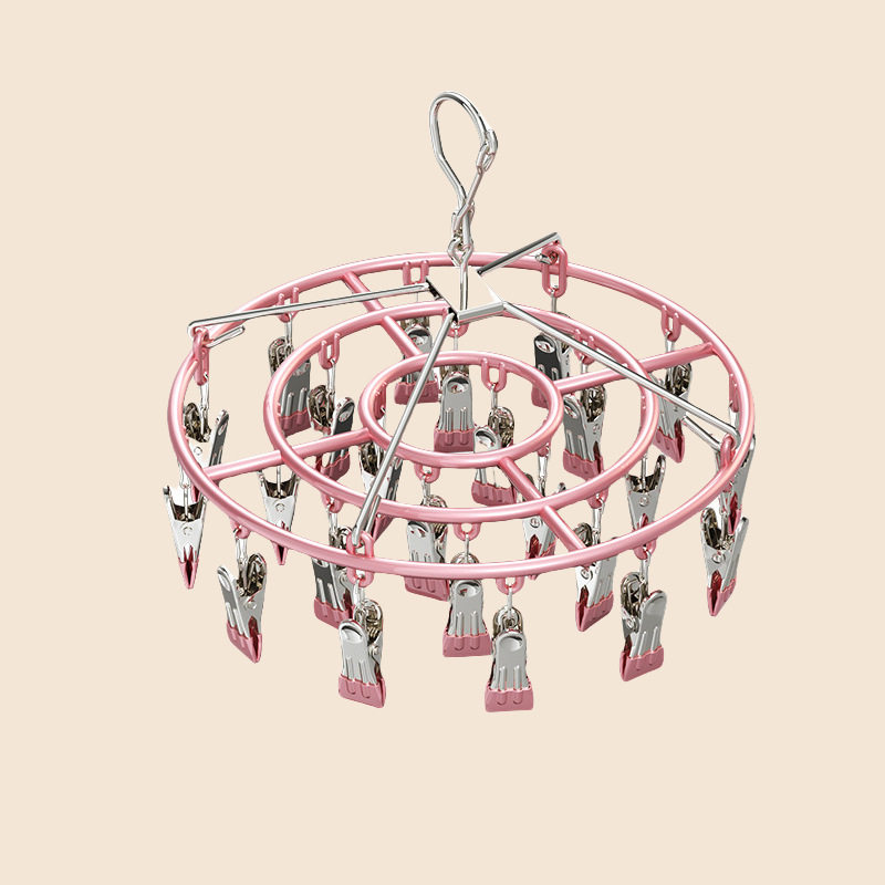 圆形袜架24夹家用晾衣架多夹子挂袜子架婴儿多功能晾内衣夹