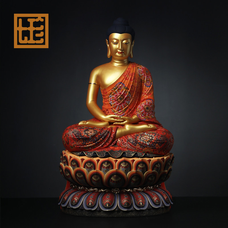 七珍 陶瓷摆件《极彩24吋印度佛》供奉佛像林建平大师 收藏艺术品