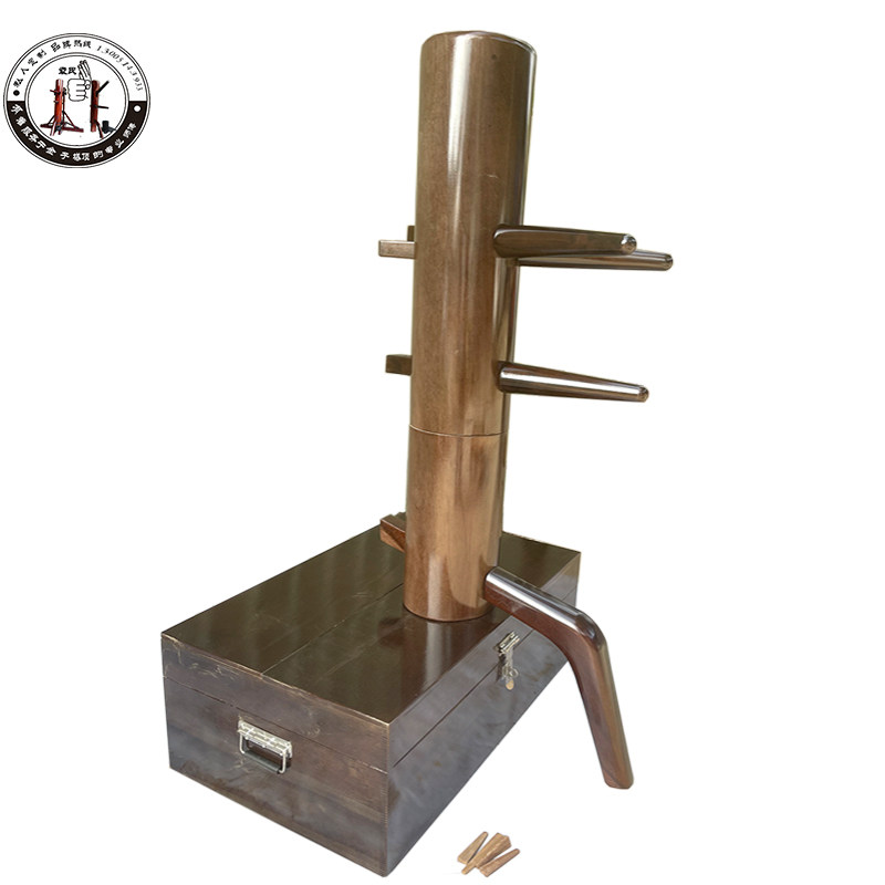 袁氏拳头牌纯木箱式便携式木人桩 一体实木分体式武术桩 咏春拳桩