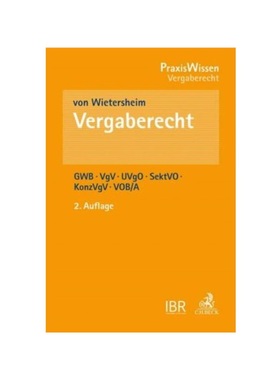 预订【德语】Vergaberecht:GWB, VgV, UVgO, SektVO, KonzVgV, VOB/A