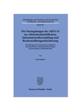 预订【德语】Die Neuregelungen des ARUG II zur Aktion?rsidentifikation, Informationsübermittlung und Rechtsausübungserl