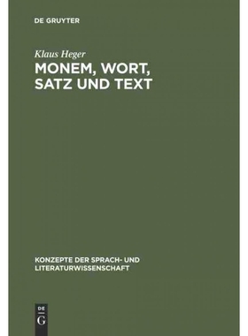 按需印刷DEG Monem, Wort, Satz und Text[9783484220218]