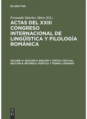 按需印刷DEG Sección 5: Edición y crítica textual. Sección 6: Retórica, poética y teoría literaria[9783484503984]
