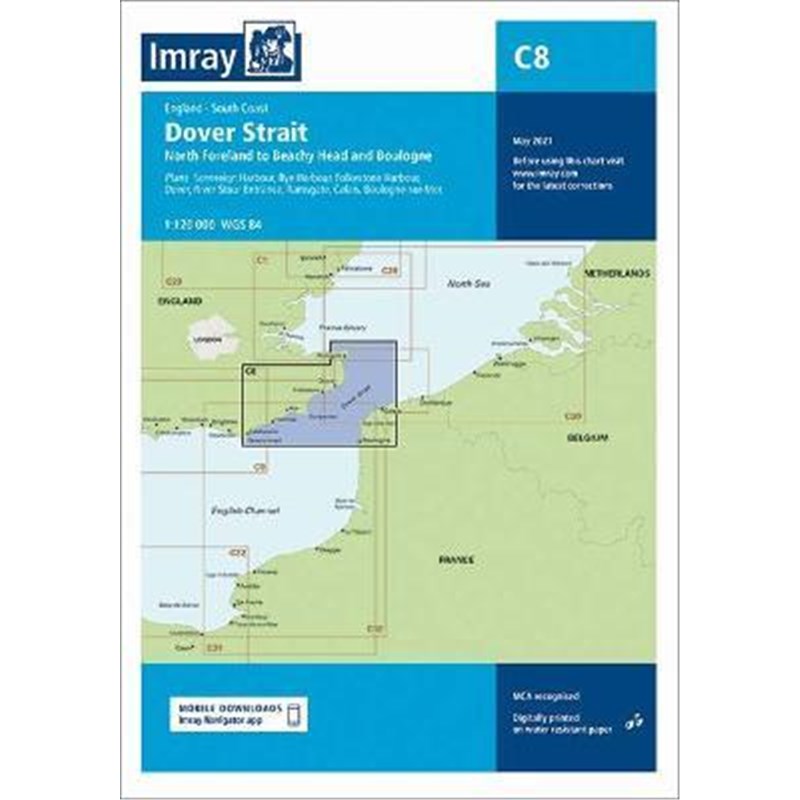 预订Imray Chart C8:Dover Strait North Foreland to Beachy Head and Boulogne-封面