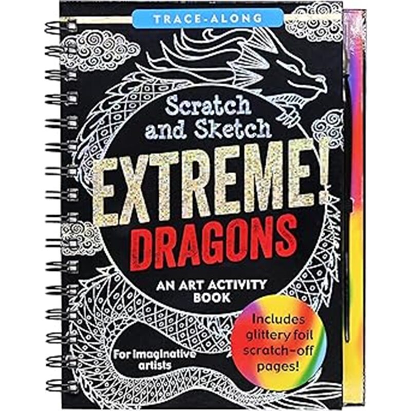 现货 神秘龙涂鸦本 刮刮素描书 Scratch & Sketch Extreme! Dragons 极限挑战:龙 英文原版 上海外文 9781441347060