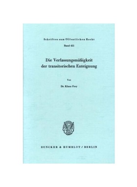 预订【德语】Die Verfassungsm??igkeit der transitorischen Enteignung.: