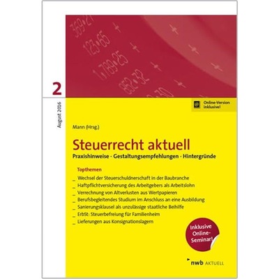 预订【德语】 Steuerrecht aktuell 2/2016:Praxishinweise