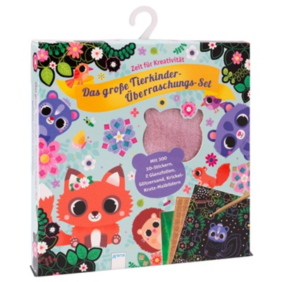 预订【德语】Das große Tierkinder-uberraschungs-Set. Mit 300 3D-Stickern, 2 Glanzfolien[9783401717876]