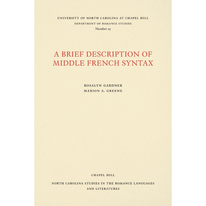 按需印刷A Brief Description of Middle French Syntax[9780807890295]