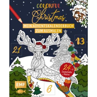 预订【德语】 Mein Adventskalender-Buch zum Ausmalen: Colorful Christmas:24 zauberhafte Motive fü