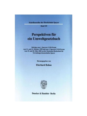 预订【德语】Perspektiven für ein Umweltgesetzbuch.:Beitr?ge zum 1. Speyerer UGB-Forum vom 21. und 22. Oktober 1999 und