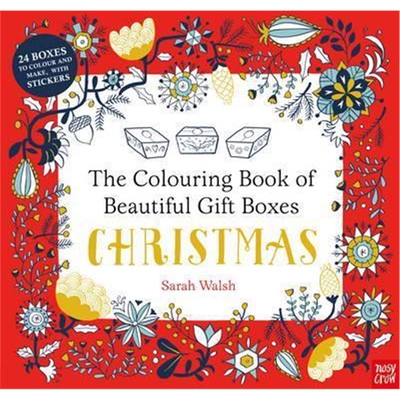 英文原版The Colouring Book of Beautiful Gift Boxes: Christmas 圣诞节 制作和涂色精致礼盒 STEM读物 儿童手工DIY Sarah Walsh