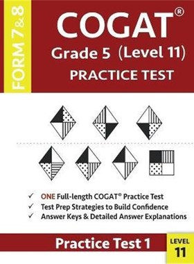 预订预订COGAT Grade 5 Level 11 Practice Test Form 7 And 8:CogAT Test Prep Grade 5: Cognitive Abilities Test Practice Tes