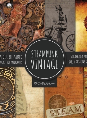 预订Vintage Steampunk Scrapbook Paper Pad 8x8 Scrapbooking Kit for Papercrafts, Cardmaking, DIY Crafts,