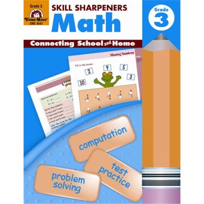 【外文书店】Evan-Moor Skill Sharpeners Math Grade 3 英文原版 技能铅笔刀 数学练习册 三年级 美国加州教辅 evanmoor