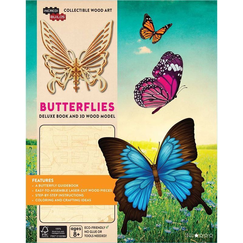 IncrediBuilds：蝴蝶豪华图书与模型套装 IncrediBuilds: Butterflies Deluxe Book and Model Set 英文原版 上海外文书店
