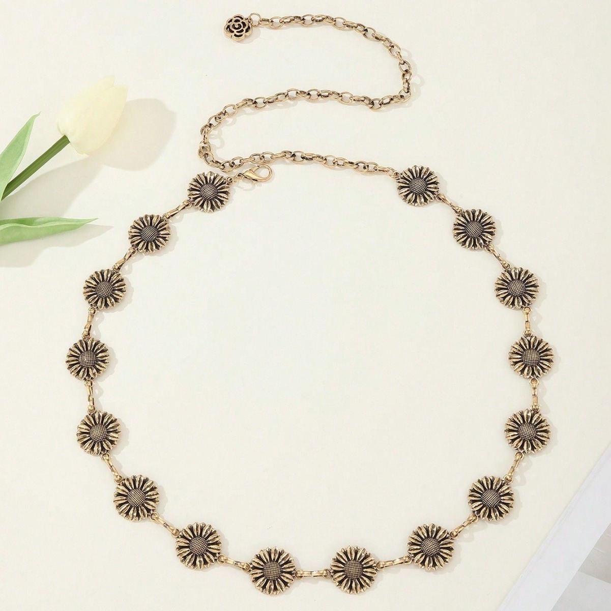 花朵腰链女夏季百搭ins风配连衣裙牛仔裤潮装饰金属青年链条腰带