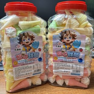 甜筒棉花糖夹心冰淇淋棉花糖桶装儿童小零食冰激凌休闲食品混合