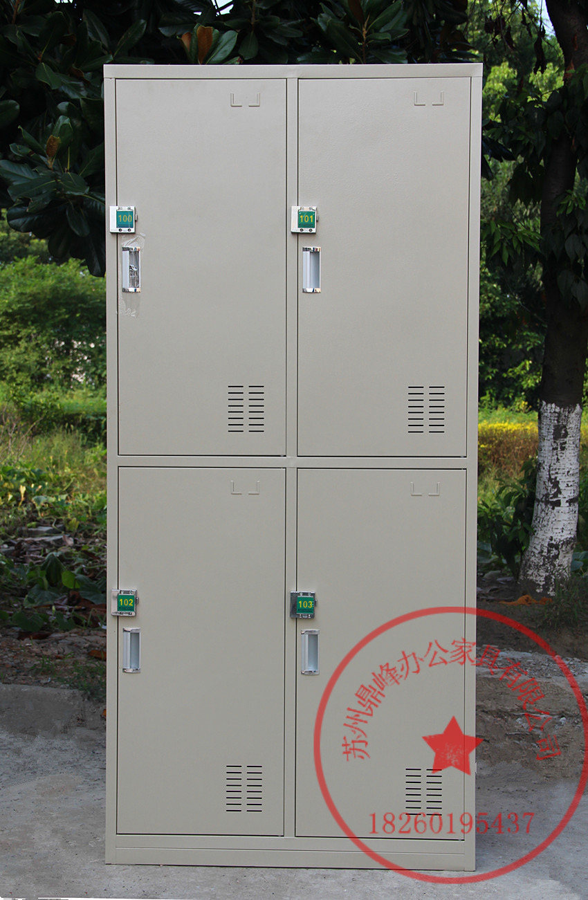 苏州钢制插卡锁4门更衣柜储物柜四门员工柜浴室澡堂桑拿柜磁卡锁