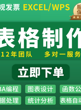 表格制作代做帮忙设计数据分析VBA宏函数图表整理统计Exce企业WPS