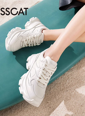 KISS CAT/接吻猫春秋圆头系带老爹鞋厚底增高休闲鞋女KA54290-50