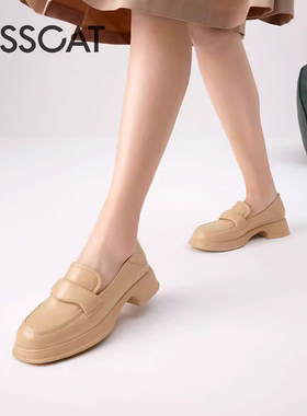 KISS CAT/接吻猫春秋羊皮方头乐福鞋英伦风厚底单鞋女KA43557-52