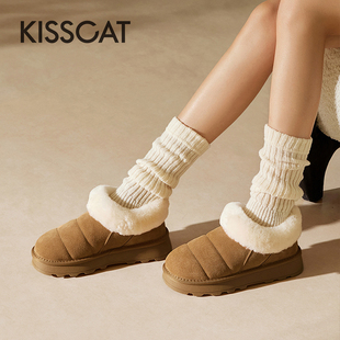 KISS CAT/接吻猫冬季新款面包雪地靴圆头厚底短靴女KA54891-51