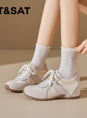 St&Sat/星期六春秋圆头系带内增高德训鞋休闲阿甘鞋女SSE1112C87