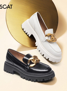 KISS CAT/接吻猫春秋牛皮乐福鞋厚底小皮鞋圆头单鞋女KA21184-51