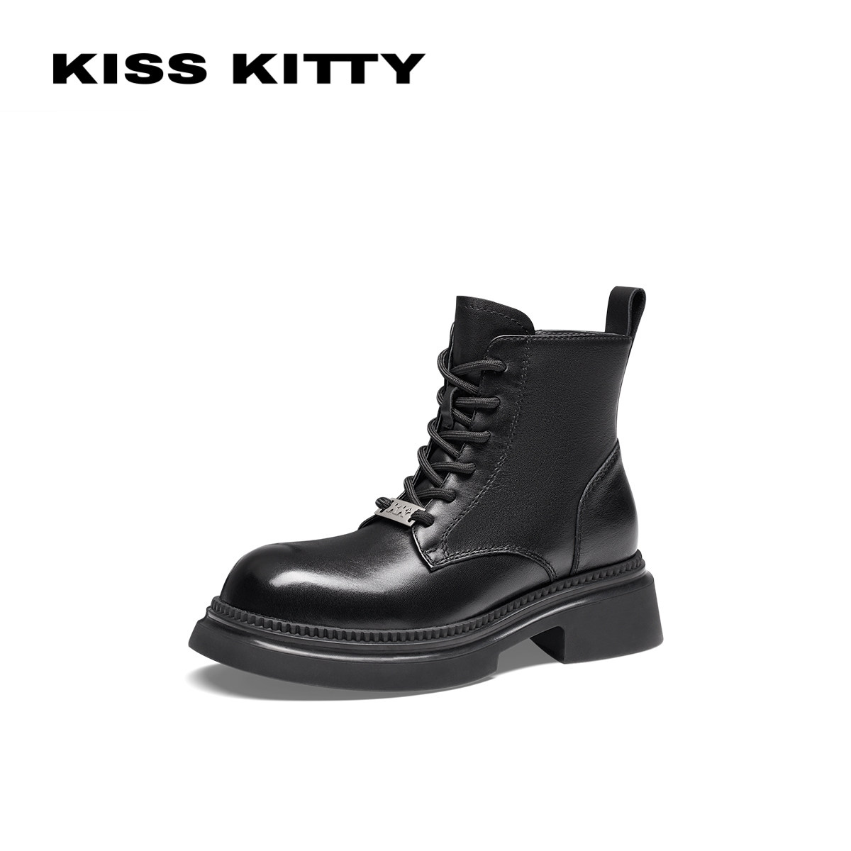 KISSKITTY牛皮系带厚底马丁靴