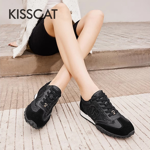 KISS CAT/接吻猫春秋新款厚底阿甘鞋休闲运动德训鞋女KA53583-50