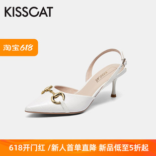 羊皮尖头浅口后空高跟包头凉鞋 KISS 接吻猫夏季 CAT 女KA21100