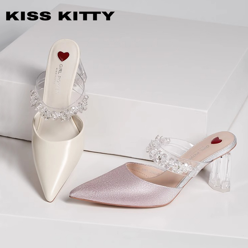 KISSKITTY仙女风水晶高跟穆勒鞋