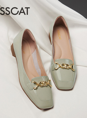 KISS CAT/接吻猫春秋方头芭蕾鞋浅口低跟一脚蹬单鞋女KA65164-50